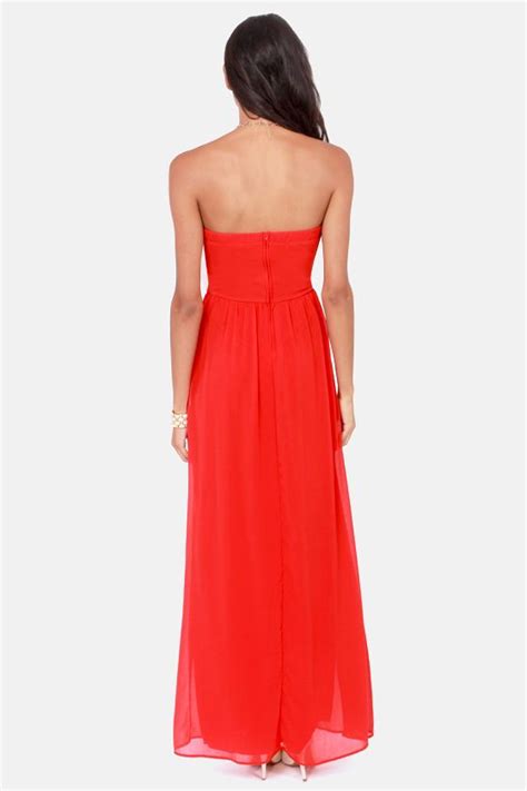 Lulus Exclusive Slow Dance Strapless Red Maxi Dress Red Dress Maxi