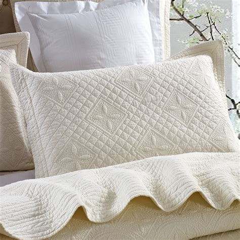 Saint Ivory Luxury Pure Cotton Quilted Pillow Sham Calla Angel