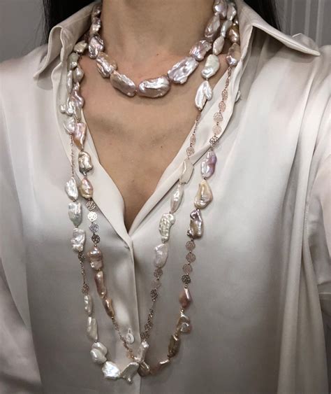 Very High Luster Freshwater Keshi Pearl Long Necklace Etsy