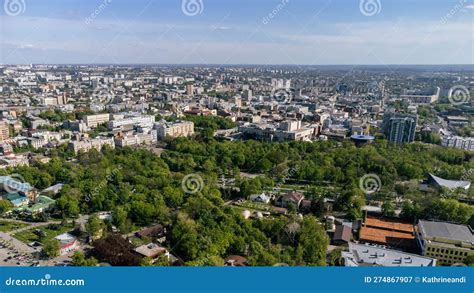 Aerial Spring View On Green Shevchenko City Park Stock Image Image Of