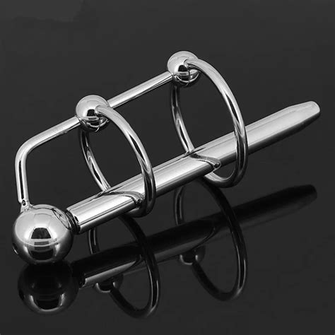 Urethral Sound Penis Plug Stainless Steel Sounding Catheter Male Sound Dilator With Cock Ring
