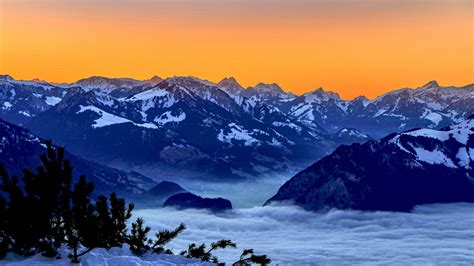 Snow Covered Mountains During Sunset Hd Nature Wallpapers Hd