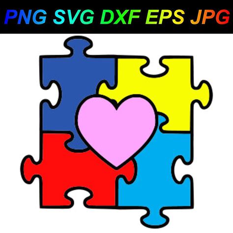 Puzzle Heart 2 Autism Png Svg Dxf Eps  Etsy