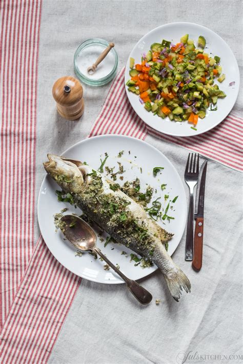 Baked Sea Bass With Fresh Herbs From The Garden Juls Kitchen