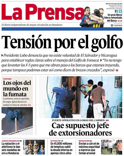 Periódico La Prensa Honduras Periódicos De Honduras Edición De
