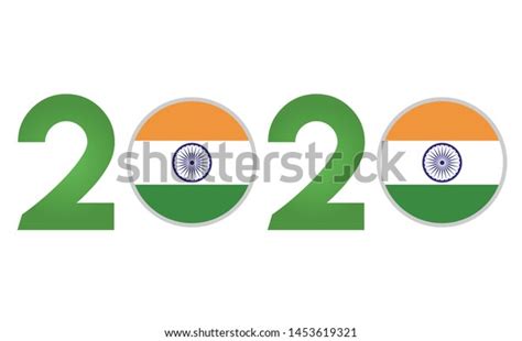 Year 2020 India Flag Isolated On Stock Vector Royalty Free 1453619321