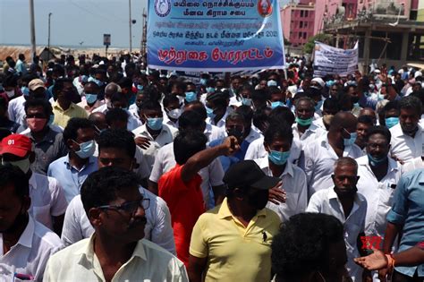 Chennai Members Of The Indian Fishermen Community Take Part In A
