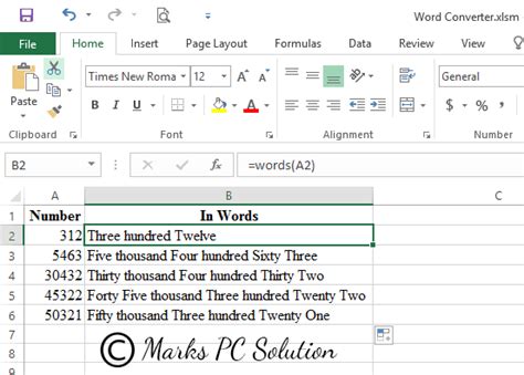 Converting Numbers Into Words In Excel Marks Pc Solution