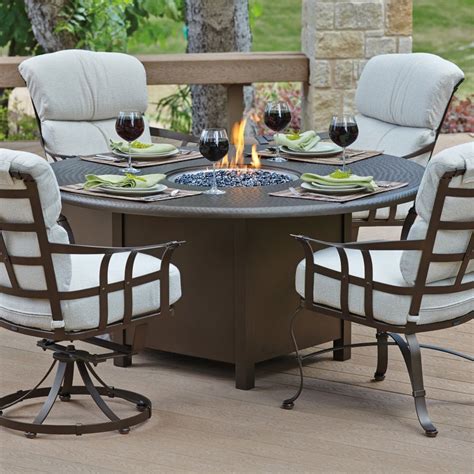 Outdoor Patio Dining Table With Fire Pit And Six Chairs Furniture