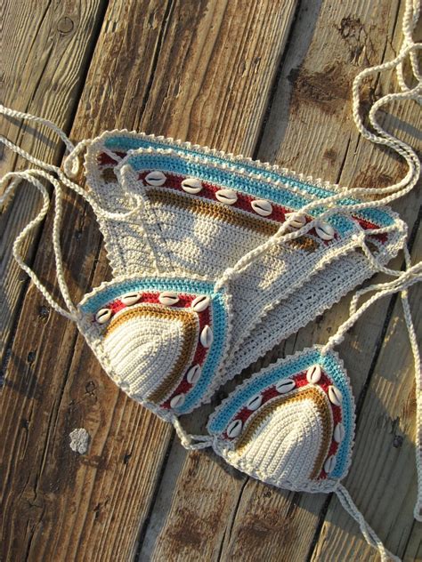 Crochet Bikini Set Shell Bikini Pretty Sea Shells Cowrie Etsy