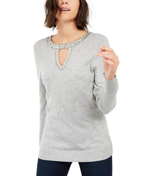 Inc International Concepts Inc Embellished Keyhole Sweater Created For Macy S Macy S