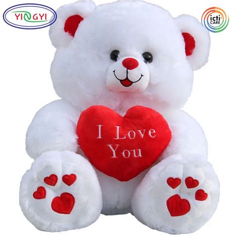 D871 Large I Love You White Red Teddy Bear Stuffed Animal Valentine