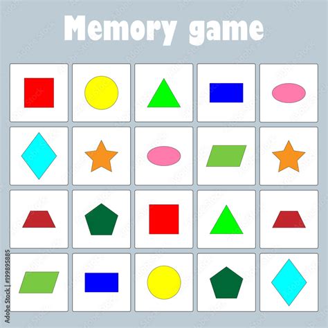 Memory Game With Pictures Geometric Shapes For Children Fun