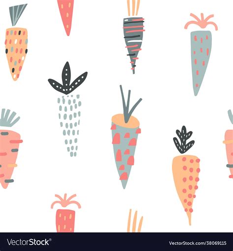 Seamless Creative Carrots Pattern Royalty Free Vector Image