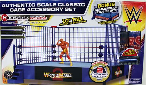 Wwe Classic Blue Steel Cage Playset W Ring Skirts Ringside Collectibles Exclusive Toy