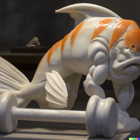 A Marble Sculpture Of A Muscular Magikarp Pumping Iron Dalle2
