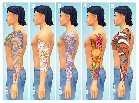 1 2 3 4 5 Women Sims 4 Tattoos Sims 4 Mm Cc