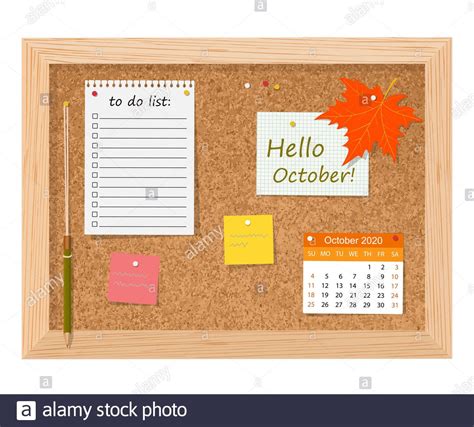 Calendar 2020 Hello October Cork Board With To Do List Adhesive