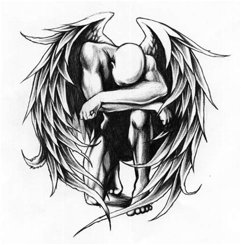Realistic grey angel tattoo design. Fallen Angel Wings Tattoo Designs | More from ~ MAJAMBAZI ...