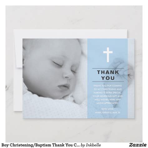 Boy Christeningbaptism Thank You Card Zazzle Baptism Thank You