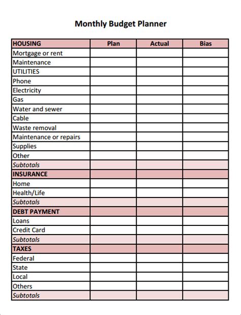 budget templates  ms word excel
