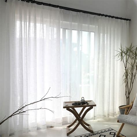 Vksucss boho curtains sheer window curtain valance with pompoms,colorful embroidery white cafe curtains for kitchen bedroom living room,1 piece,w52xl18 $19.99 $ 19. White Sheer Curtain Solid Color All-match Voile Curtain ...