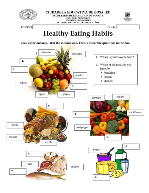 Activity 1 look at the pictures of people and answer the questions: Calaméo - Worksheet Healthy Eating Habits