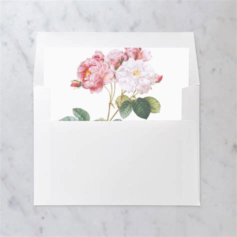 A7 Envelope Liners Pink Roses Square Flap Set Of 10 Envelope Liners