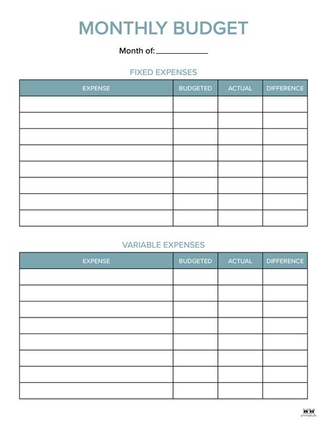 Monthly Budget Planners - 20 FREE Printables | Printabulls