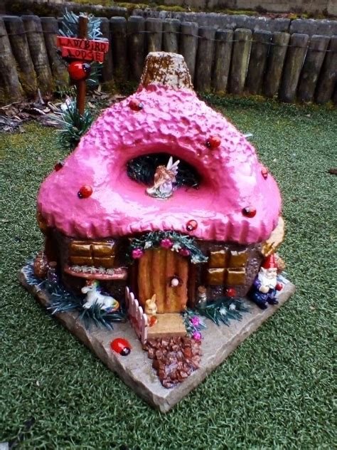 Ladybird Lodge Fairy House I Made This From Concrete Created A