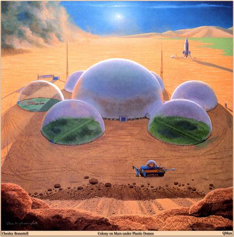 Colony On Mars Under Plastic Domes By Chesley Bonestell Human Mars