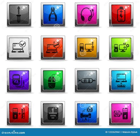Computer Repair Icon Set Stock Vector Illustration Of Notebook 122262960