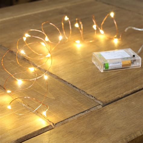 Copper Wire Micro Battery Fairy Lights 20 Warm White Leds Natale