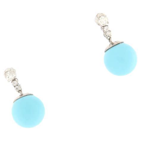 Turquoise And 18 Karat Gold Drop Earrings At 1stDibs