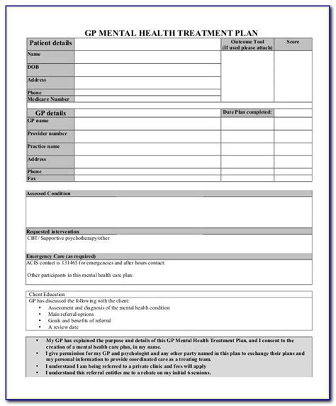 Behavioral Health Treatment Plan Sample