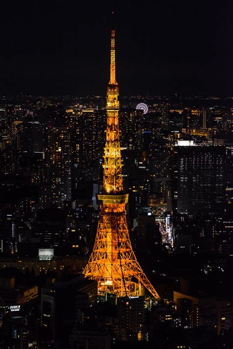 Tokyo Tower Night View From Mori Tower Sky Deck Oct 2017 3264 ×