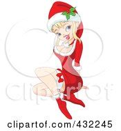 Royalty Free Rf Clipart Illustration Of A Sexy Christmas Pinup Woman In A Santa Suit Dress