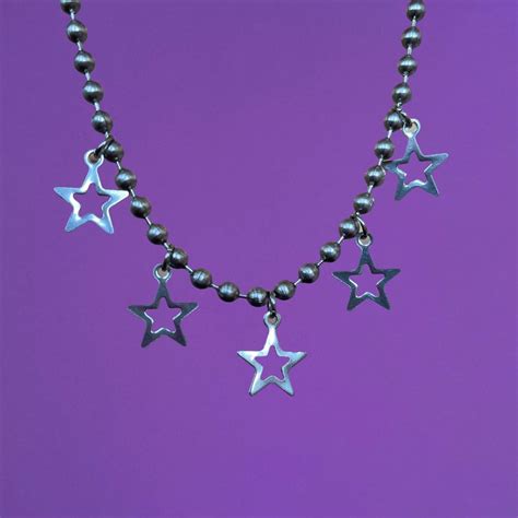 Silver Star Necklace Grunge Star Charm Necklace Depop