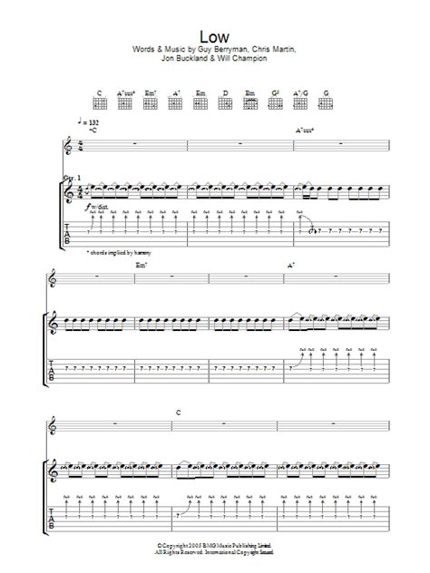 Low By Coldplay Guitar Tab Guitar Instructor