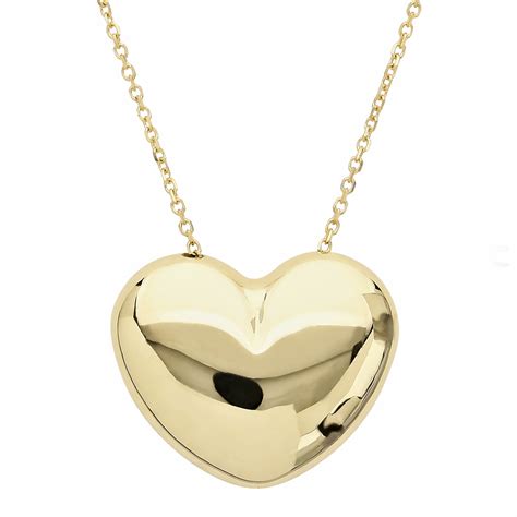 14k Yellow Gold Puffed Heart Pendant Necklace Bjs Wholesale Club