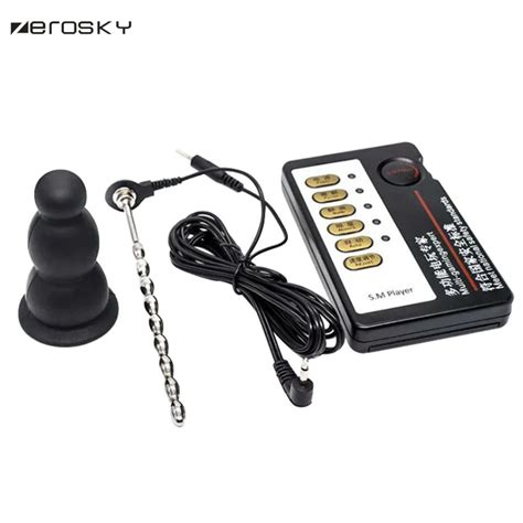 zerosky electric shock massage anal plug dildo masturbator for male electro anal butt massager