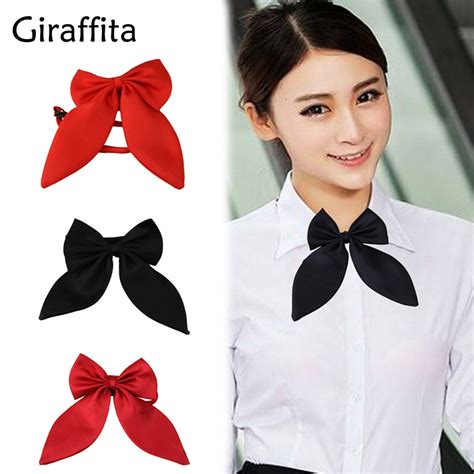 clerk waitress neck wear ribbon ties 1pc women tie red butterfly women s bow tie black knot