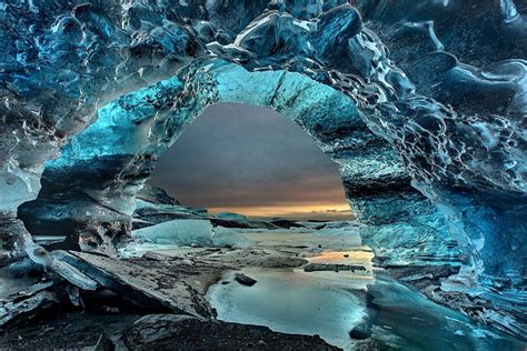 This Huge And Deep Blue Ice Cave Within Svínafellsjökull