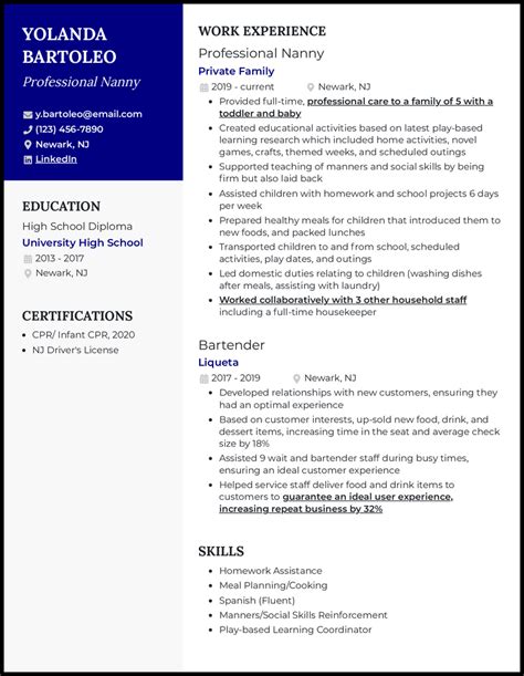 15 Nanny Resume Examples That Work In 2024
