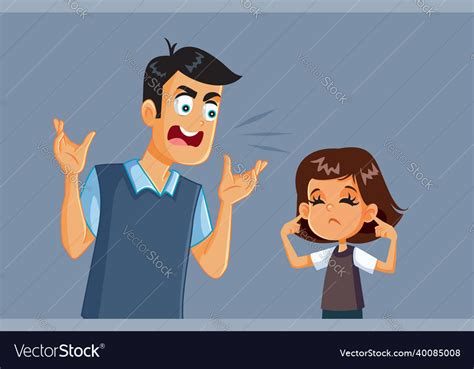 Girl Not Listening To Her Dad Cartoon Royalty Free Vector