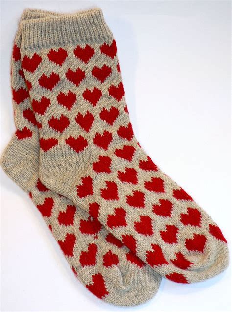 Red Hearts Knit Socks Sock Knitting Patterns Knitting Wool Knitting