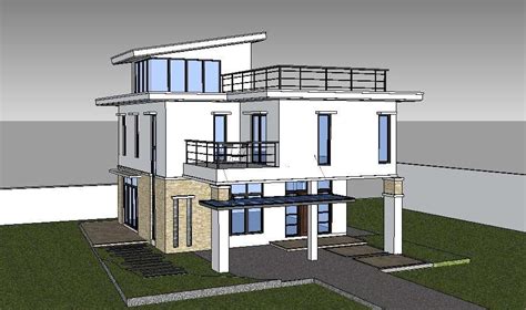 Using a black marker, draw something relatively simple. Modern two-story house 3d model cad drawing details skp ...