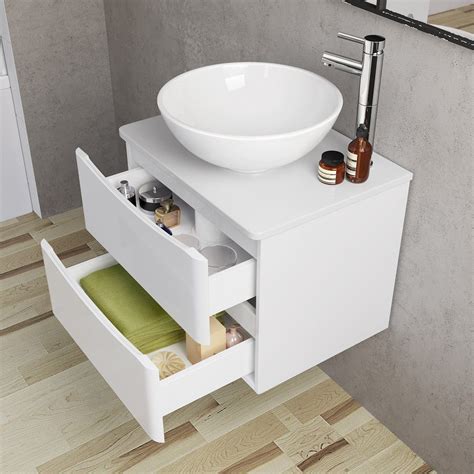600mm Bathroom Furniture Countertop Vanity Unit And Basin Gloss White