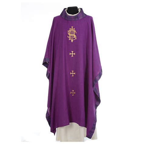 Catholic Priest Chasuble With Central Ihs And Crosses Online Sales On