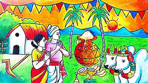 Pongal Festival Drawing 2022 For Begginers Drawing Master Vishuram